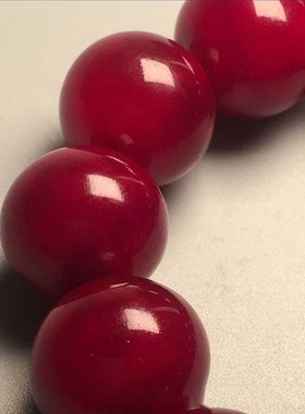 2026天然满血老料羊角圆珠手串西藏式饰品全红色角男女手炼民族风