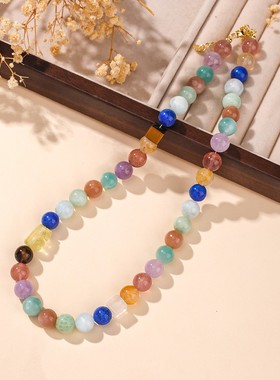 2026夏季手工多宝水晶项链女多巴胺配色时尚简约百搭饰品多色串珠