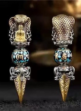 2026释迦牟尼金刚杵项链可旋转六字箴言佛陀降魔杵挂坠藏传民族风