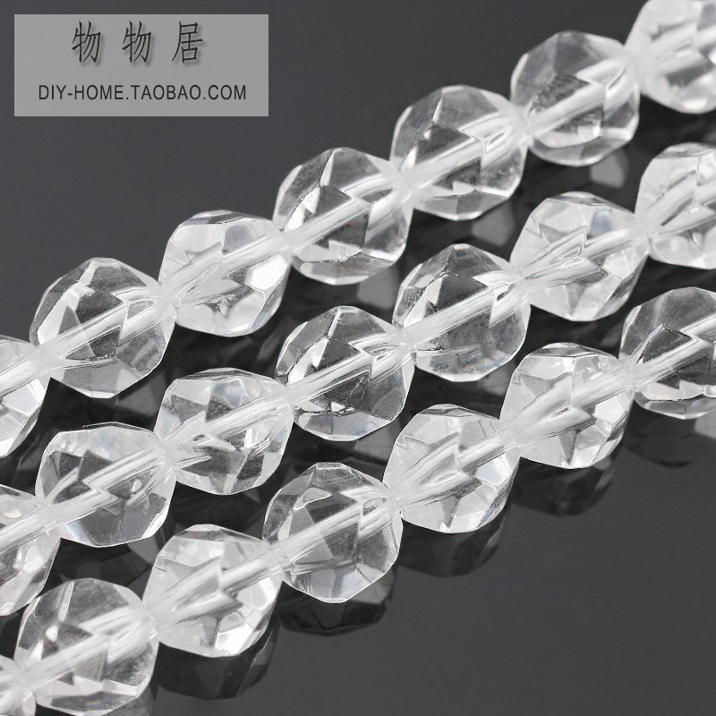2025天然水晶散珠切角白水晶珠子手工饰品串珠材料制作手链diy配
