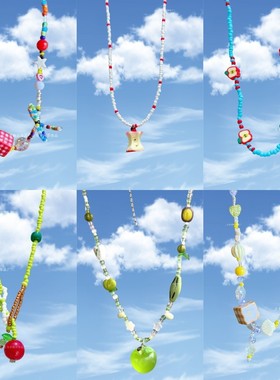 2026海边乐园度假风橘子海星彩色串珠项链女高级感颈链锁骨链夏天