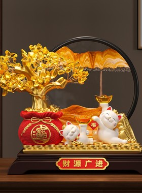 2025发财树流沙画招财猫摆件开业礼物店铺前台装饰品客厅乔迁新居