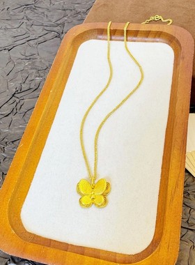 2026抖音爆款新中式黄色双层拉丝蝴蝶项链葫芦小福蝶吊坠个性简约