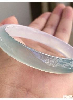 2026天然冰种油青绿远山黛玉髓手镯半山半水玛瑙女款玉石镯子首饰