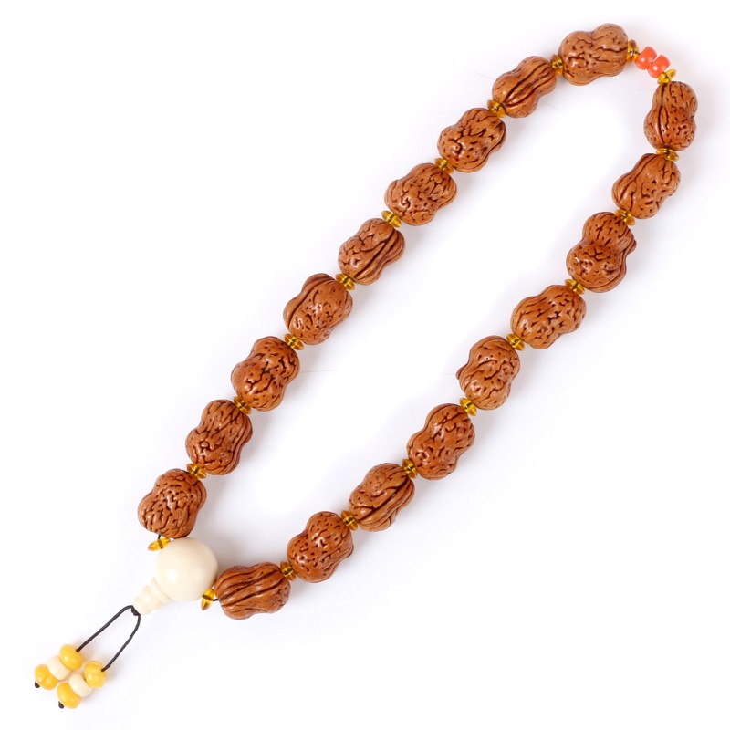 2026脑纹桃核异形花生葫芦手串机刷包浆佛珠18颗手持文玩手把件核