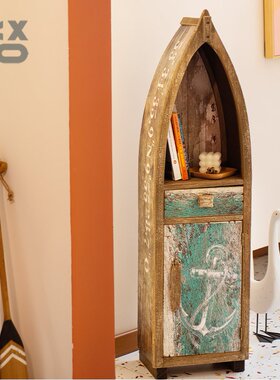 YBOX洋盒子实木自然风图案储物柜家居摆件美式海洋风做旧收纳柜子