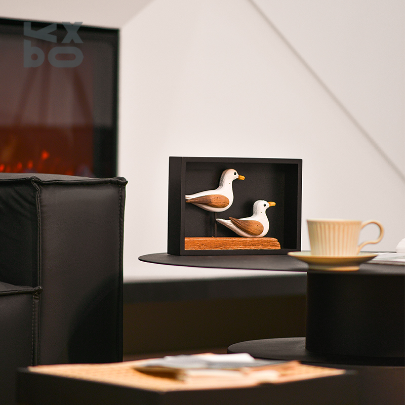 YBOX创意双鸟原木风情家居摆件客厅卧室办公室装饰品自然风挂饰