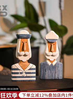 YBOX蓝白海军风潮酷水手人像摆件