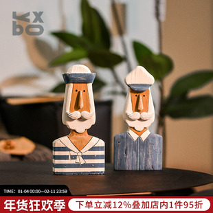 YBOX时尚家居蓝白海军风潮酷水手人像摆件水手情结情绪摆件装饰品