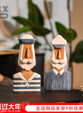 YBOX时尚家居蓝白海军风潮酷水手人像摆件水手情结情绪摆件装饰品