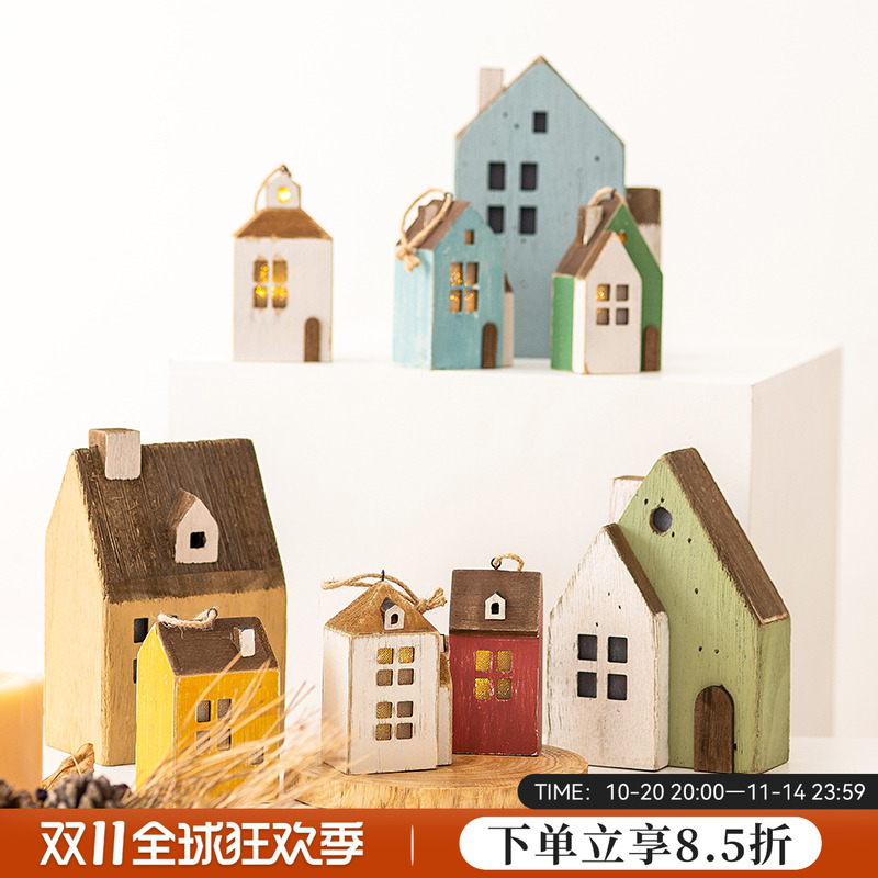 ybox乡村风小房子咖啡店圣诞装饰