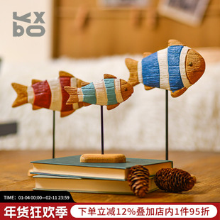 YBOX洋盒子复古莫兰迪色站立鱼海洋风装饰品年年有余摆件装饰摆设