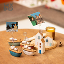 饰摆件 鱼尾造型便签夹现代海洋风多色桌面装 YBOX洋盒子房子 木船