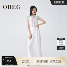 OBEG欧碧倩 高定系列 气质醋酸连体裤女镂空蕾丝阔腿长裤10422521