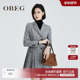 OBEG欧碧倩秋冬复古格子西装 连衣裙时尚 通勤OL百褶裙10423073