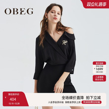 OBEG欧碧倩夏小性感露肩连体裤时尚小心机设计感短裤10402110