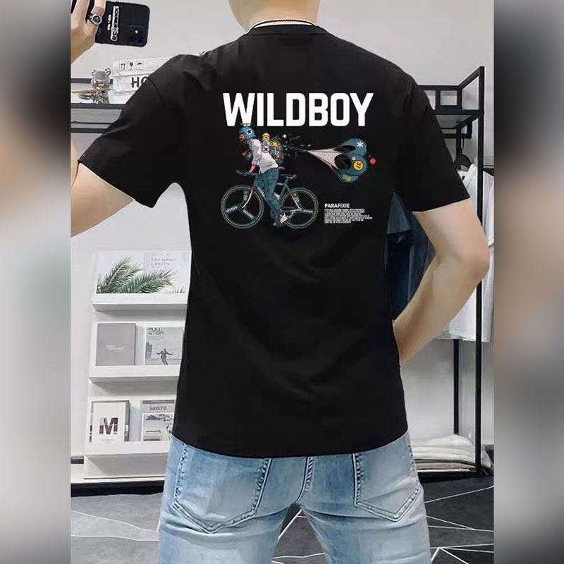 卡通图案字母印花短袖T恤男生夏季凉感潮流设计感帅气半截袖上衣