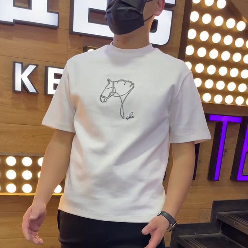 高级质感抽象马头印花短袖t恤男士青年休闲百搭通勤帅气半袖上衣,男装,T恤,淘宝优惠券,粉丝福利购,淘宝优惠卷