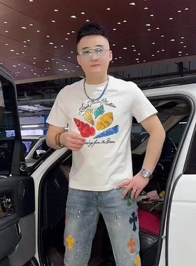 潮牌印花短袖t恤男半袖体恤上衣