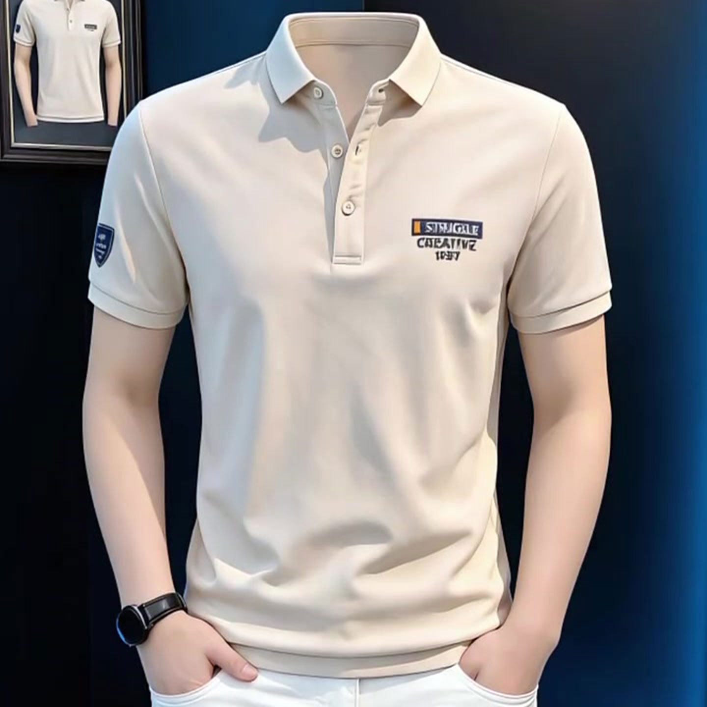 夏季新款男士时尚翻领短袖POLO衫男青年欧货潮流百搭轻薄透气男装