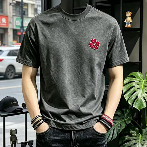 潮牌花卉印花凉感短袖男士T恤