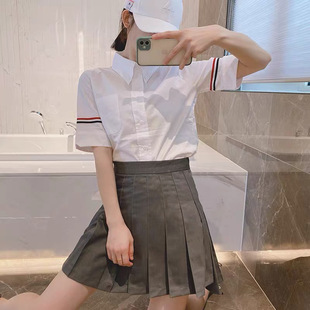 纯欲风jk白色短袖衬衫女纯棉夏设计感小众宽松上衣