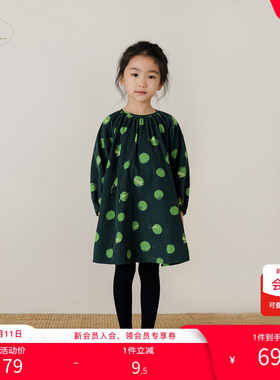 【断码清仓】马克珍妮法式春装女童波点灯芯绒连衣裙子儿童201570