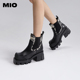 MIO米奥冬季 靴子拼色高跟户外靴加绒酷感切尔西女靴