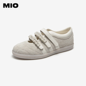 MIO米奥玛丽珍秋季 芭蕾风浅口单鞋 新款 珍珠魔术贴运动休闲鞋
