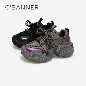 千百度厚底机能老爹鞋女款秋季新款厚底增高时尚运动休闲鞋