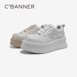 千百度厚底饼干鞋女款秋季新款增高板鞋女休闲运动鞋