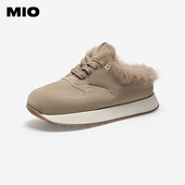 女 松糕厚底包头拖圆头增高加绒保暖休闲拖鞋 MIO米奥冬季 新款