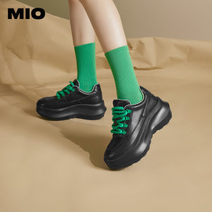 【面包玩家】MIO米奥秋季新款高跟时尚休闲鞋银色运动鞋女