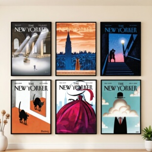 纽约客杂志封面海报 NEW YORKER装饰画现代客厅卧室挂画创意