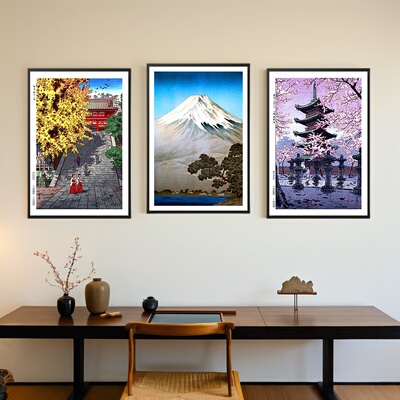 浮世绘风景建筑日本料理店装饰画