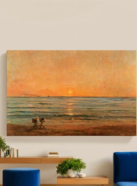 艺术海报 杜比尼 印象派 Daubigny 欧式轻奢风景客厅落日装饰画