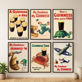 健力士 为欢聚干杯 Guinness啤酒装饰画酒吧餐厅馆店挂餐酒海报
