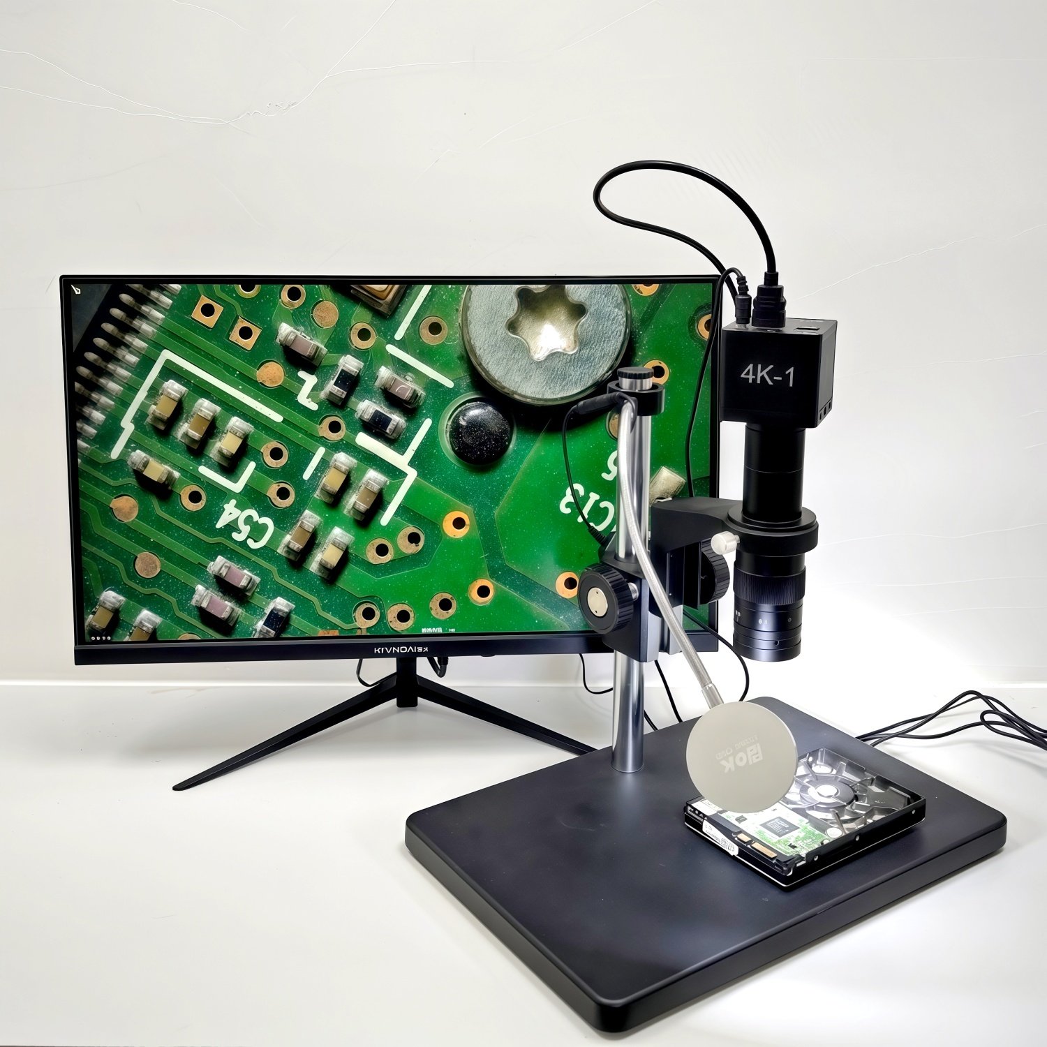 PDOK显微镜手机维修检测焊接鉴定医美单筒视频显微镜扩大镜4K高清100倍放大多功能大底座储存测量OK-V配光源