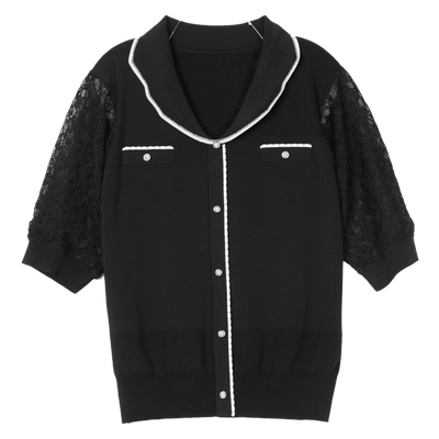 BuouBuou法式花边领钉珠针织衫女DJ1A906