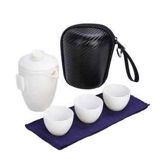 智典冰种高档羊脂玉瓷旅行茶具套装便携包式一壶二杯快客杯茶壶