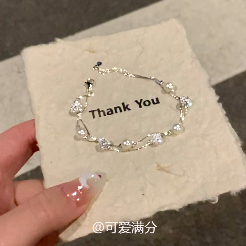 超闪钻球珍珠双层手链轻奢高级感