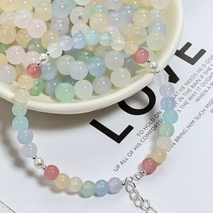 8mm玻璃琉璃圆珠散珠珠子diy手工材料制作手链项链串珠配件