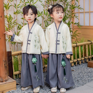 童汉服中国风演出服男女幼儿园入园照古装复古唐装中秋节表演服装