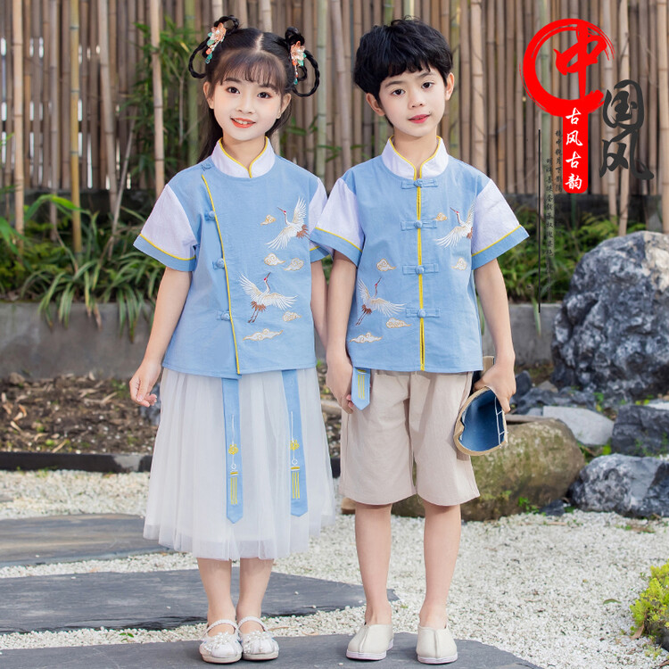 儿童古装汉服中国风幼儿园园服小学生毕业照服装夏季六一演出服夏 女装/女士精品 汉服半身裙 原图主图