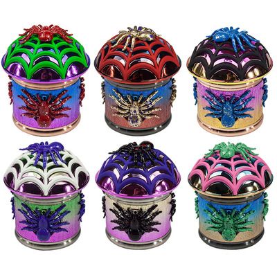 跨境热销新款创意渐变色蜘蛛网烟草金属磨烟器碎烟器烟具Grinder