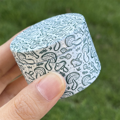 跨境50mm蘑菇全包磨烟器UV彩印蘑菇全包锌合金烟草研磨器 grinder