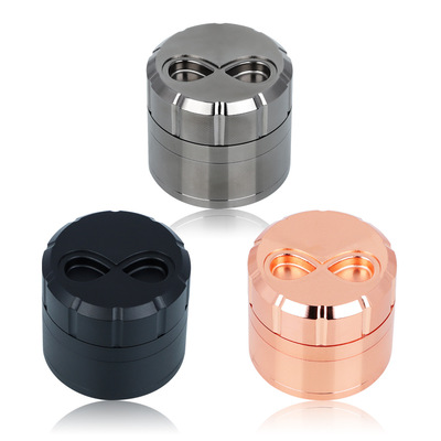 跨境新款磨烟器手动锌合金63mm四层金属碎烟斗草器研磨器Grinder