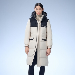 外套正品 波司登男女同款 冬季 过膝连帽羽绒服加厚情侣时尚 大长款