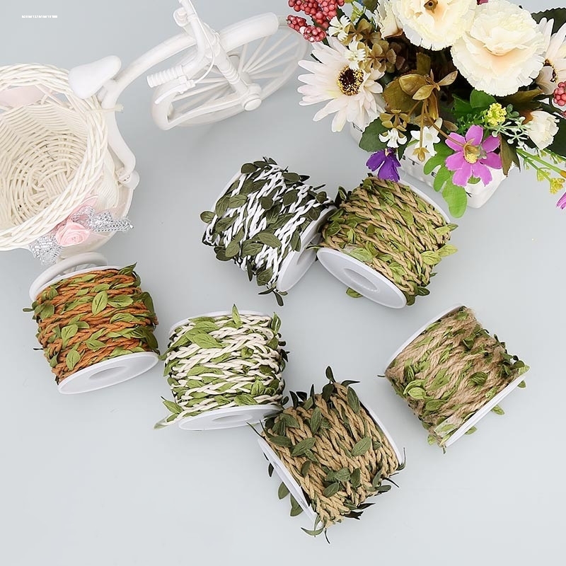 森系挂饰彩色麻绳手工diy材料树叶藤条绳子装饰墙手工编织创意