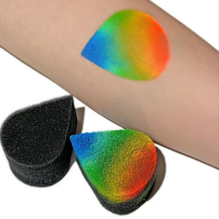 水滴儿童脸部彩绘人体化妆海绵块颜料面部打底摆摊蝴蝶形半圆粉扑